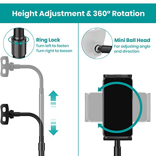 Tablet Stand, Klearlook Height Adjustable Tablet Holder 360 Degree Swivel Rotation Flexible Arm Cradle Mount Dock for 4.7-12.9 inch (i) Phone/(i) Pad/Nint/endo Switch/eBook Reader