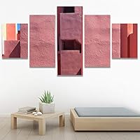 SIGNWIN 5 Panel Canvas Wall Art Architecture & Maps Closeup Cool Industrial Multicolor Patterns for Home Decorations Ready to Hang - 60