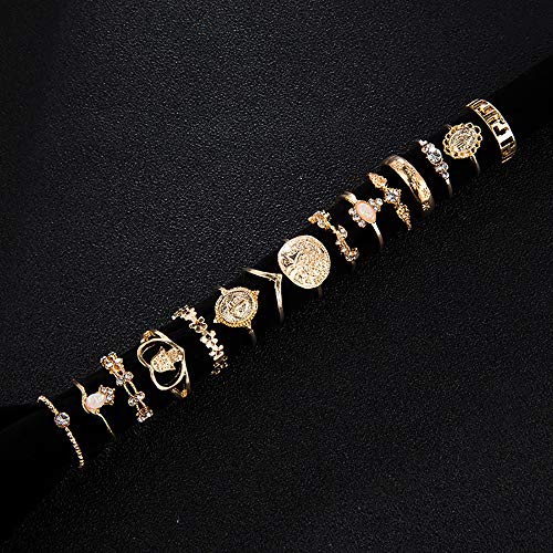 YOOESTORES82 14k Gold Stackable Knuckle Ring Set.Vintage Gold Chunky Rings Set Stacking Joint Ring Midi Finger Rings for Women4