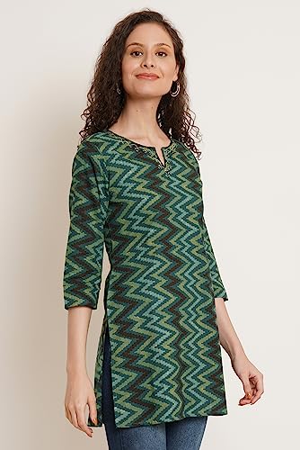 Image of Amazon Brand - Anarva Jaipuri Cotton Printed Short Kurti for Women