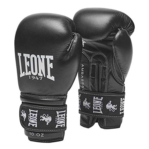 LEONE 1947 Ambassador Guantes de Boxeo Unisex Adulto, Negro, 14oz