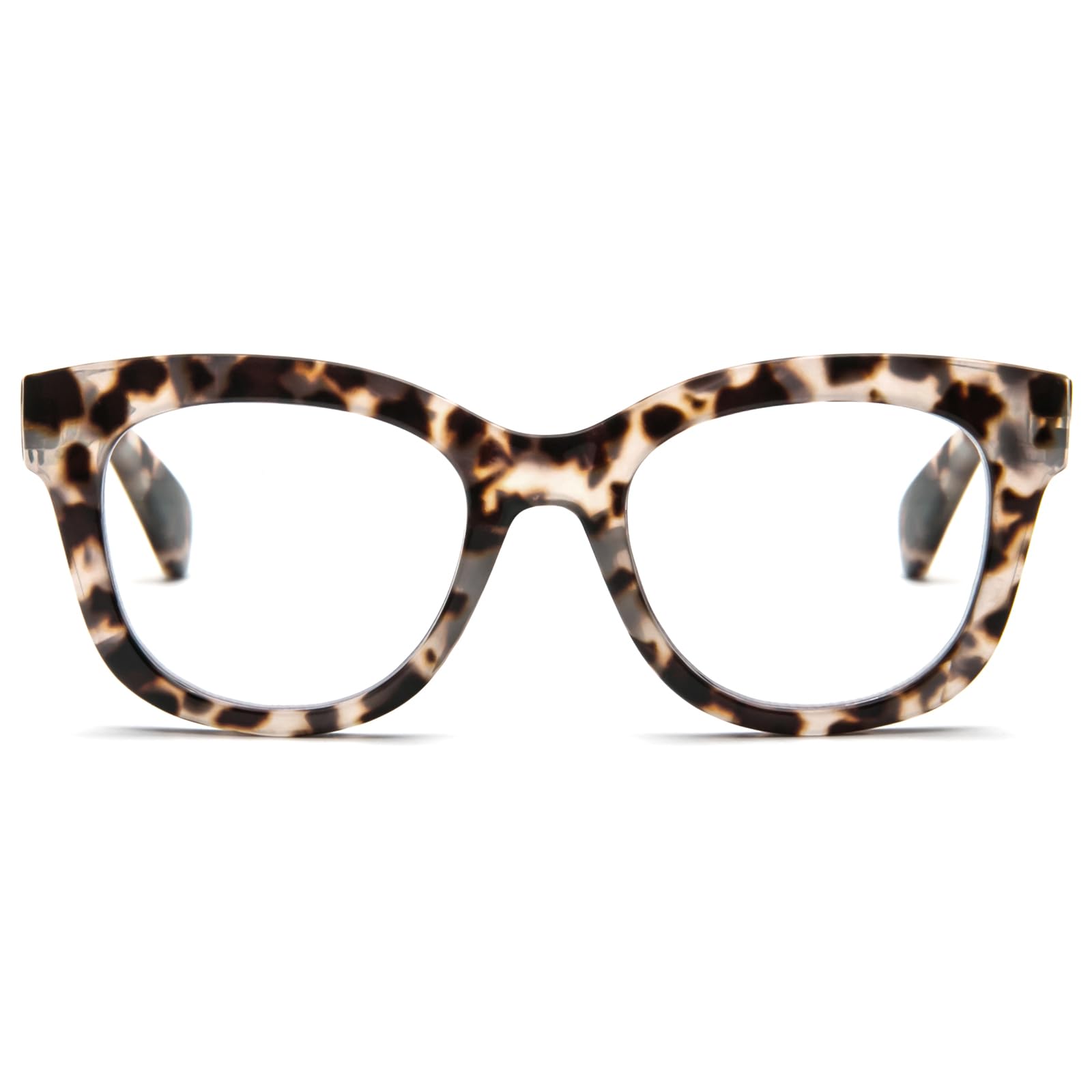 MMOWW Oversized Reading Glasses for Women Blue Light Blocking with Spring Hinge Computer Readers Ladies (Grey Tortoiseshell, +2.0)