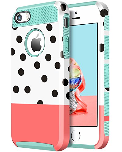 BENTOBEN Compatible with Polka Dot Dual Layer Slim Scratch Resistant Hybrid Hard PC Soft TPU Shockproof Bumper Protective Phone Cases Covers, Blue/Pink