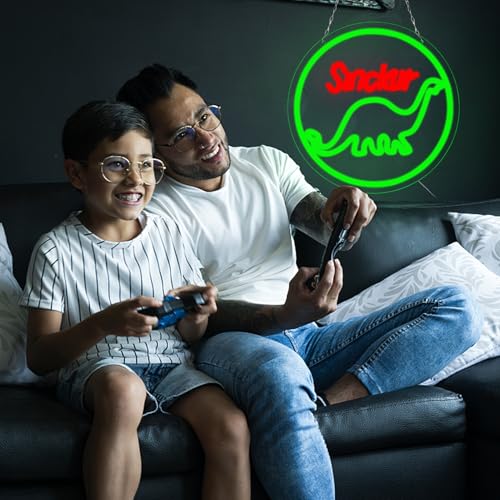 Image of Pugna Dinosaur Neon Signs for Wall Decor Cute Neon Lights for Bedroom Led Business Signs Suitable for Bedroom Man Cave Christmas Gift for Kids