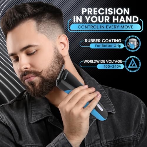 Image of Groomiist IPX6 Waterproof Trimmer for Men 120 Mins Run Time with Quick Charge Corded & Cordless Beard with Rubber Coating on Body | In Box Trimmer, Adapter, Charging Base, Oil, Brush | 1 Year Warranty (CS-42)