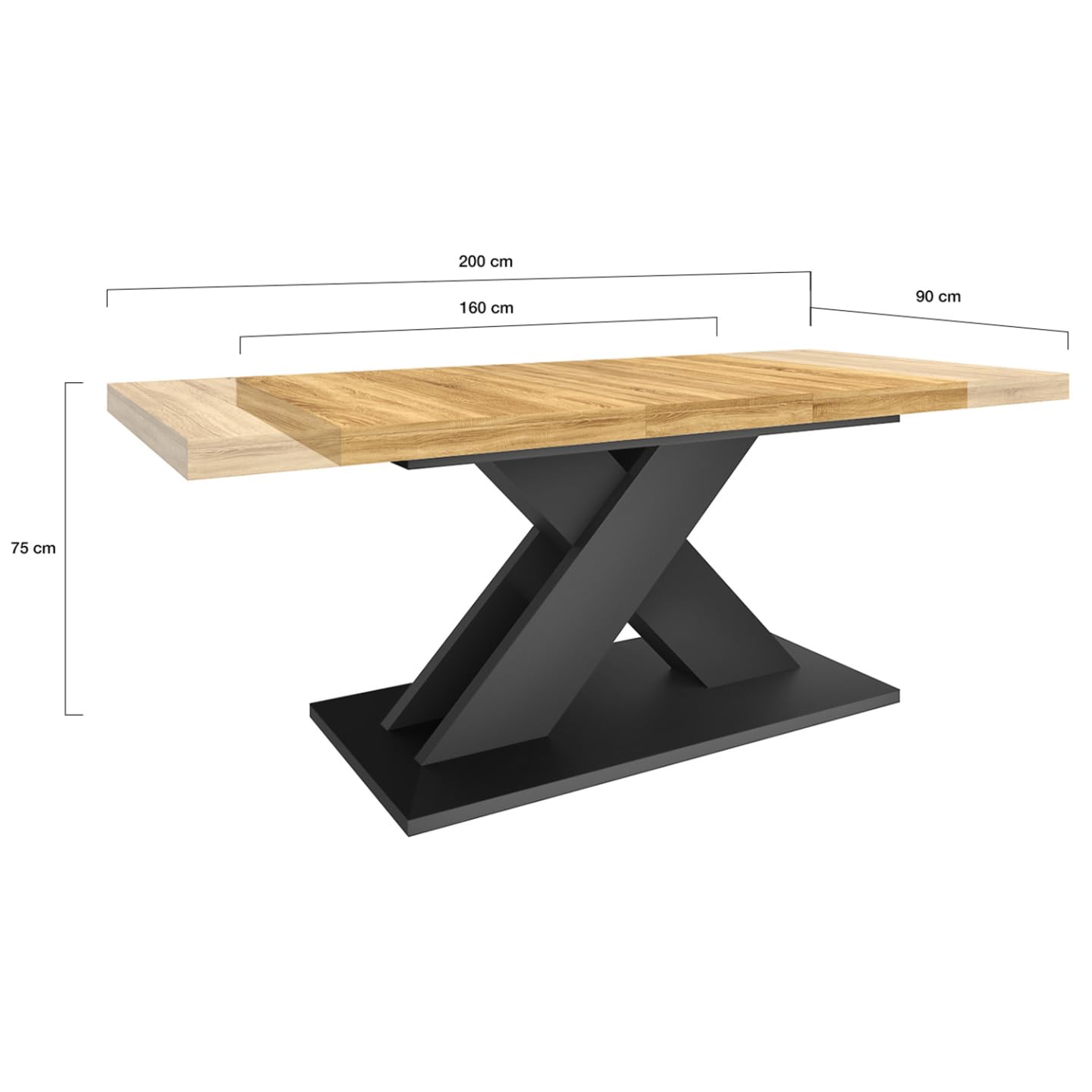 IDMarket - ALICIA mesa de comedor extensible 6-10 personas madera y negro 160-200 cm