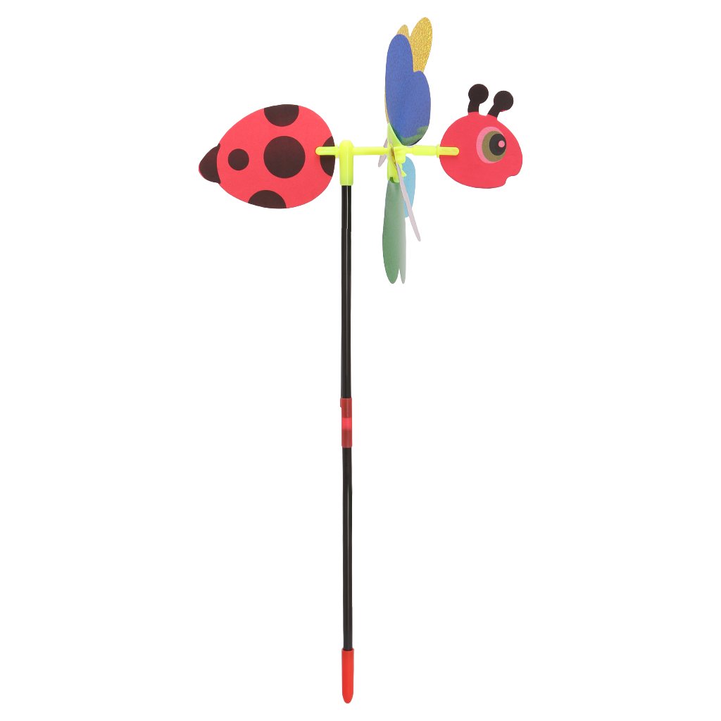 fivekim 3D Sequins Animal Bee Windmill Wind Spinner Home Garden Yard Decoration Kids Toy Red