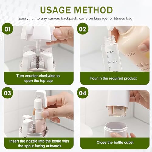 Image of MAYCREATE 4-in-1 Travel Bottles for Toiletries Dispenser Storage Organizer, Clear 30ml PET Pump Leak Proof Toiletry Bottles Refillable Containers for Shampoo Lotion Soap & Travel Essentials