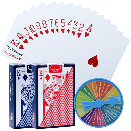 JASFLY 2 Cartas Poker Plastico Impermeables, Baraja Poker Azul y