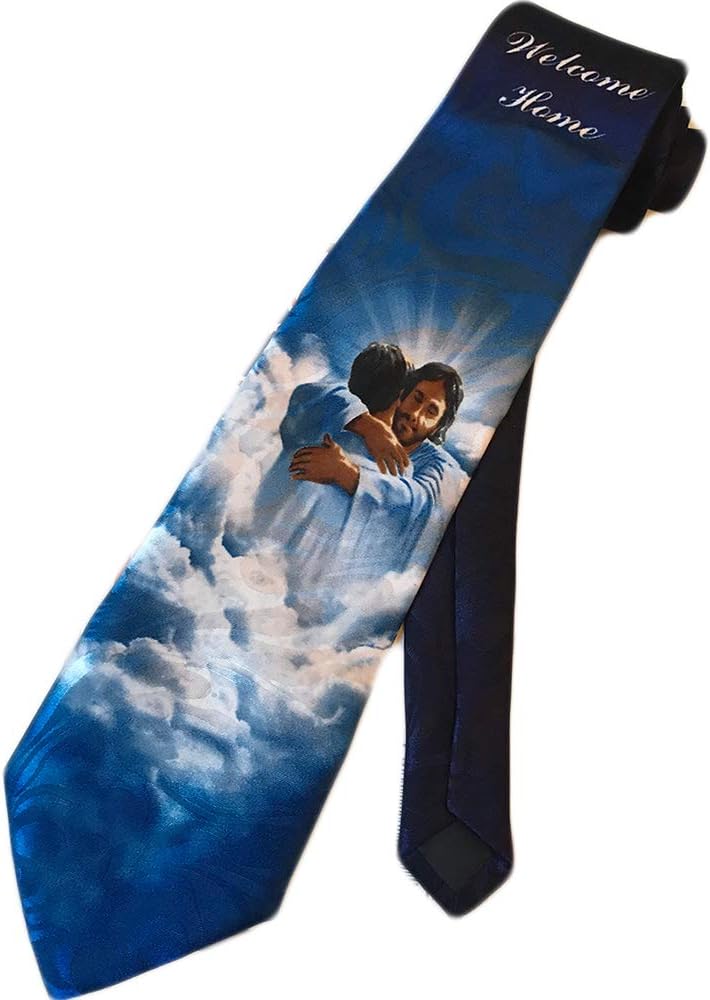 RELIGIOUS NECK TIEFQQF Christian Men's Blue Traditional Religious Neck Tie