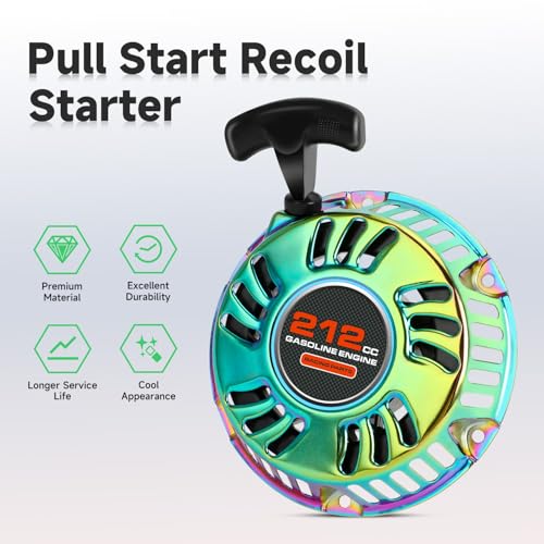 Image of Pull Start Recoil Starter Assembly Compatible with Predator 212 196cc 6.5HP Engine Mini Bike Coleman CT200U CT200U-EX BT200X B200R KT196 Go Kart GX160 GX200 Lawn Mower Generator Parts Colorful