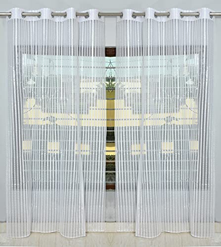 Image of HOME UTSAV 1 Piece Sheer Premium Tissue Net Polyester Curtains for Window 6 Feet, White