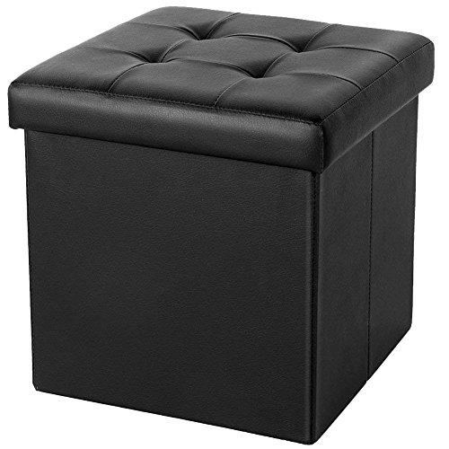 ShellKingdom Faux Leather Storage Ottoman Cube Foot Rest Portable 14 7/8