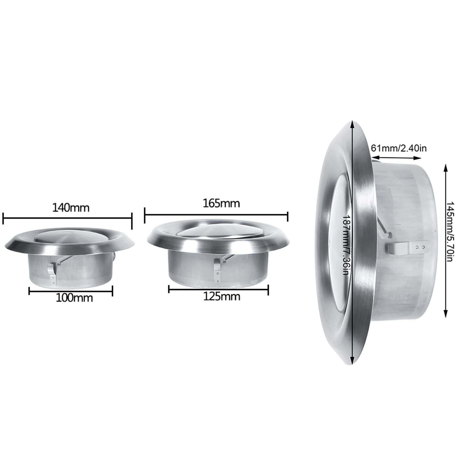 Edelstahl-Lüftungsgitter Rund, 150 Mm – Verstellbar Für Wand Oder Decke, Küche, Bad, Büro