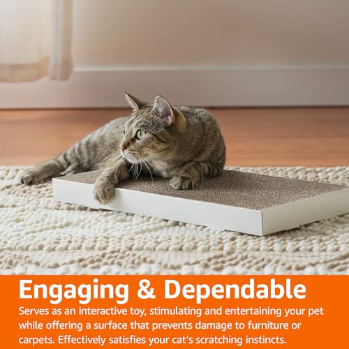 Image of Amazon Basics Corrugate Cat Scratchers, 4 Pack, White