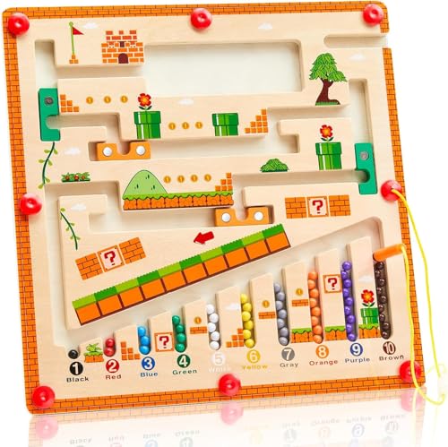 Image of BeFunky Magnetic Colour and Number Maze, Montessori Wooden Toys for 3 4 5 6 Year Olds, Colour Sorting Toys for Toddlers Fine Motor Skills Educational LearningToys for Boys Girls Gifts