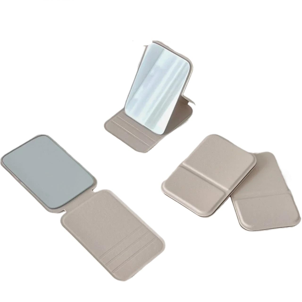 RRYPBOVG Portable Makeup Mirror 2PCS Desktop Makeup Mirror Solid Color Simple Portable Handheld Foldable Compact Cute Pocket(WHITE)