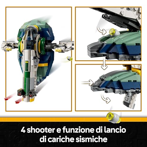 Star Wars 75433 Astronave di Jango Fett - Giocattolo da Esposizione con Ali che Ruotano e 3 Minifigure, tra cui Boba Fett - Regalo per Bambini da 9 Anni in su Fan dell'Attacco dei Cloni - Lego - Immagine 3