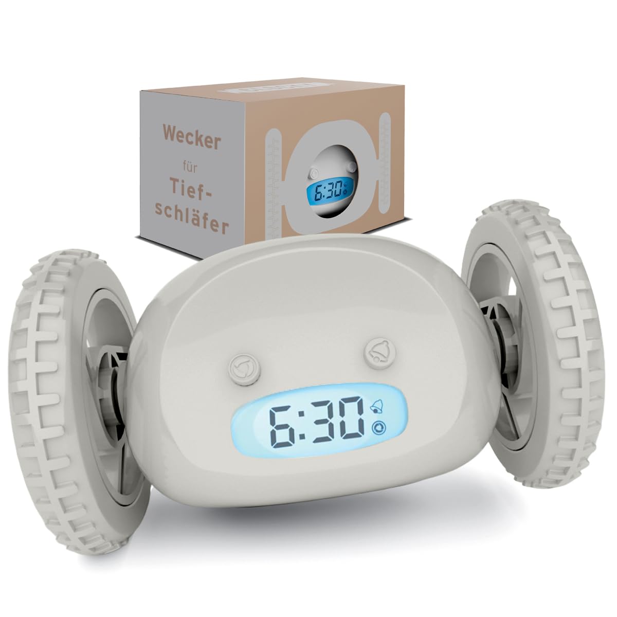 CLOCKY Lauter Wecker Digital Wecker Laut für tiefschläfer Erwachsene Jugendliche Lustig für schwerhörige schwere Schläfer auf Rädern Weglaufen Fahrender Springen Wegrollen Lustiges Geschenk