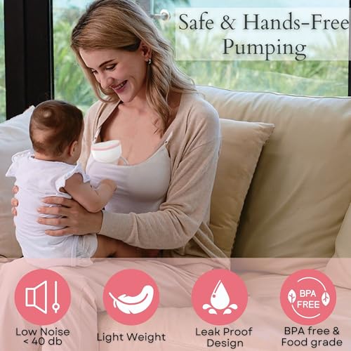 Image of MISK Wearable Electric Breast Pump For Feeding Mothers, 4 Modes & 12 Levels, Automatic & Digital Screen, Rechargeable 1200 mAh battery, 210 ML Milk cup, Compact Portable & Skin friendly BPA Free