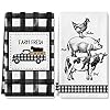 AnyDesign Farm Animal Kitchen Towel Farmhouse Buffalo Plaids Dish Towel 18 x 28 Inch Rustic Rooster Cow Pig Truck Dish Cloths Towel for Bathroom Kitchen Home Cooking Cleaning Wipes, 2Pcs