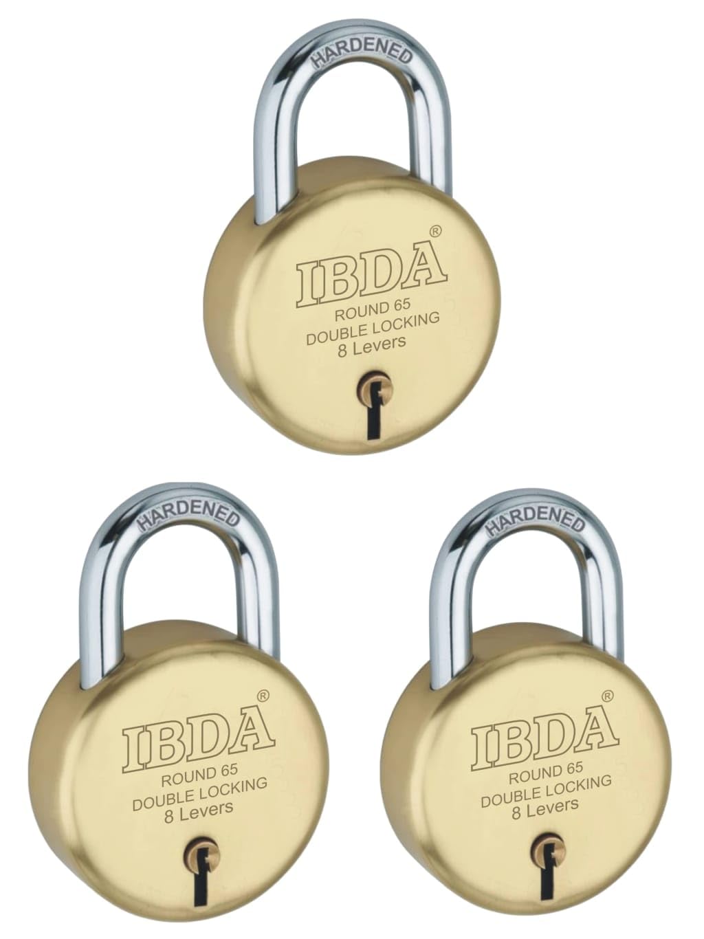 Lock and Key | 65mm Keyed Lock | Double Locking | 8 Levers' Technology | Brass Finish | Lock for Home,Shutter,gate,Door,kadi,Channel,Chain,Shop,School,Warehouse,Flat, Outdoor-Indoor (Pk of 3)-image-19