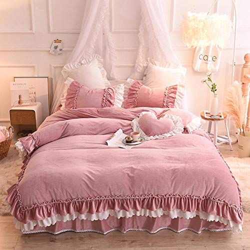 El Juego de Funda nórdica de Doble Cara de Franela de Lana de Coral de Terciopelo de Cristal de Amor Grueso de Invierno es Suave y Duradero (Plateado, Dos Tonos)-Pasta de Frijoles Secretos de Franela