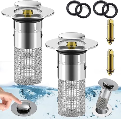 Catálogo para Comprar On-line Coladores de desagüe para comprar online. 41 YUHOHO 2 Coladores Drenaje para Fregadero Baño,Colador Drenaje Emergente con Cesta Colador Acero Inoxidable Extraíble,Fregadero Baño para Reemplazo Tapón Fregadero Baño