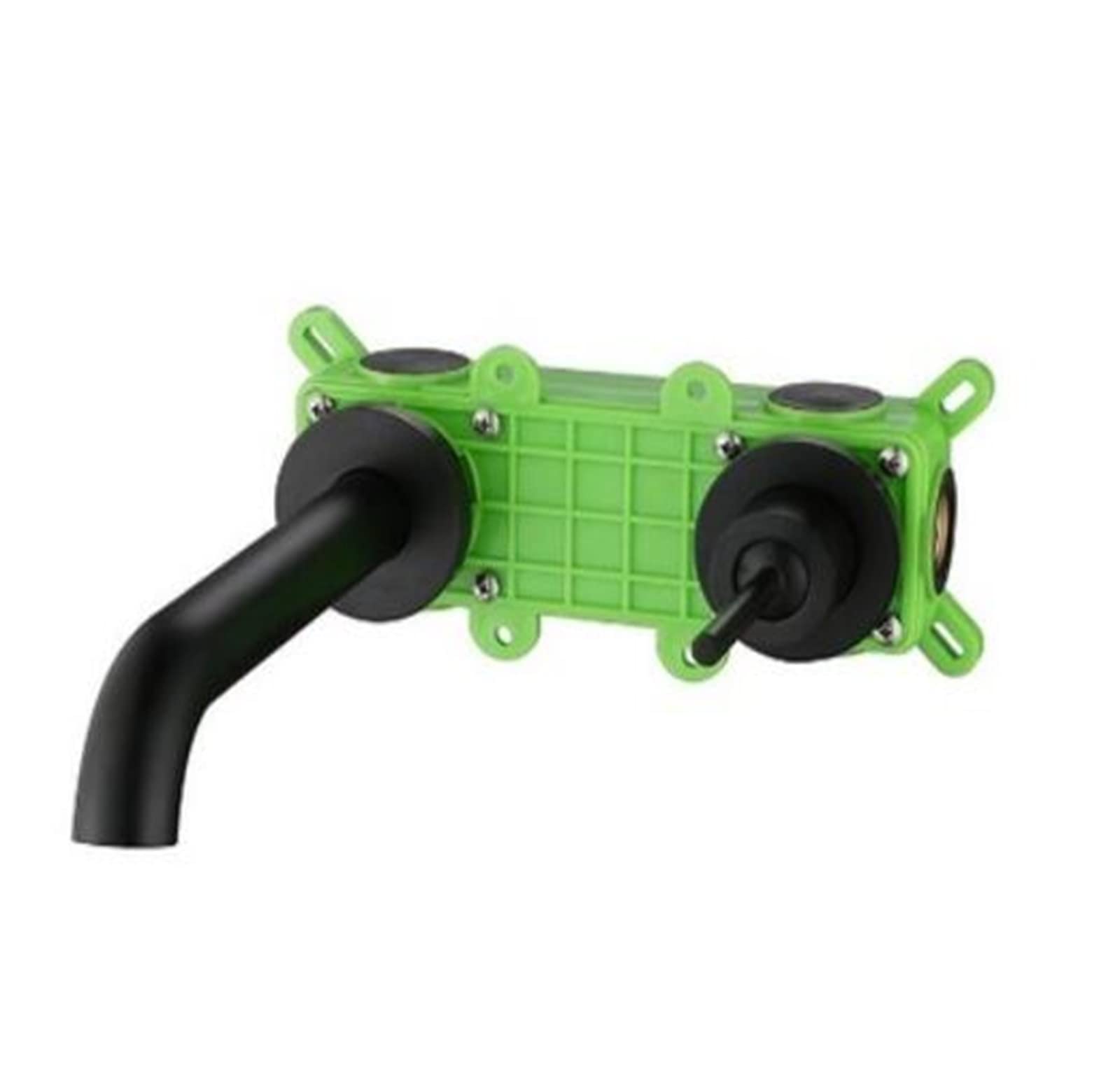 Robinet de lavabo mural noir mat de luxe avec mitigeur encastré 2 trous