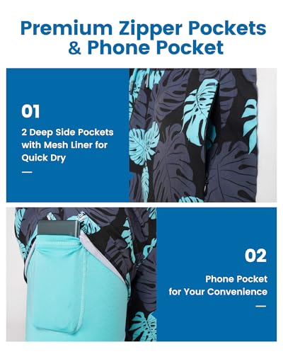Image of maamgic Mens Swim Trunks with Compression Liner 5 Inch, Quick Dry Bathing Suit with Zipper Pockets, No-Chafing Swim Shorts