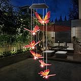 🌞 【Alto brillo】: La lámpara de carillón de viento solar se compone de 6 perlas de lámpara LED, alto brillo, Los colores cambiantes se alternan aleatoriamente entre rojo, verde, naranja, azul, amarillo, morado, brillo y una colorida bola de cristal vuela por la noche.