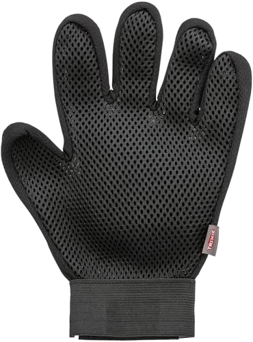 TRIXIE Fellpflege-Handschuh - entfernt lose Haare und massiert gleichzeitig - atmungsaktives Mesh-Material - mit Klettverschluss - auch für sensible Tiere - 7 x 16 cm - 23132