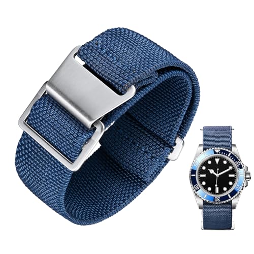 BINLUN Elastic Nylon Watch Band 18mm 20mm 22mm Marine Nationale Fabric Military Parachute...