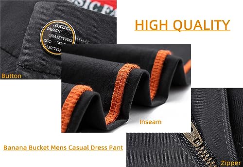Banana Bucket Mens Khaki Stretch Golf Dress Pant Slim Fit Skinny Suit Pants Elastic Waist Slacks Tapered Trousers4