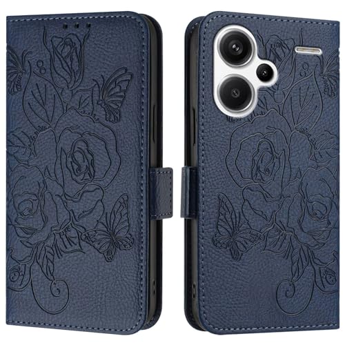 Étui antichoc Redmi Note 13 Pro Plus 5G protection intégrale à rabat et porte-cartes bleu