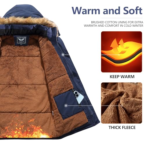 Image of JYG Men's Winter Thicken Coat Warm Puffer Parka Jacket with Faux Fur Removable Hood