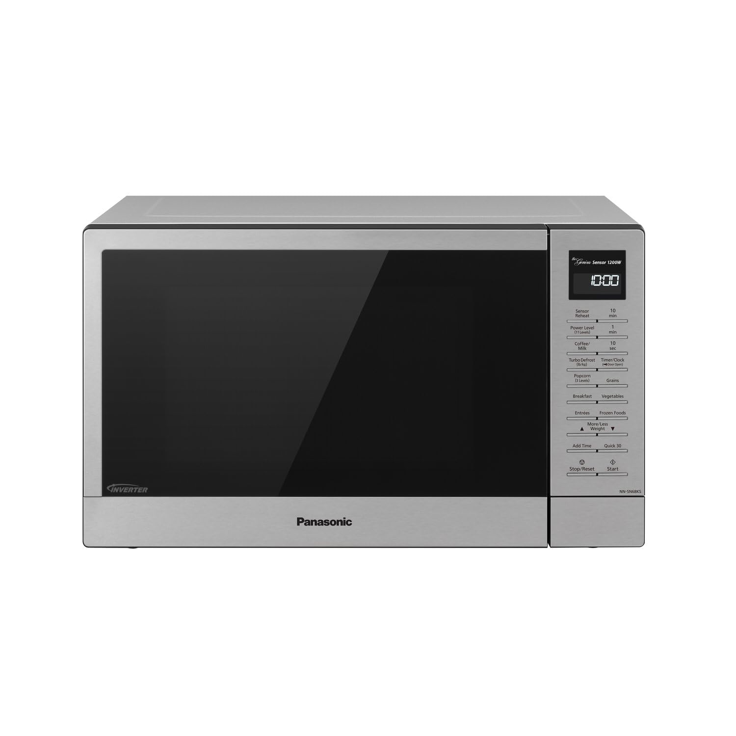 Panasonic NN-SN68KS Compact Microwave Oven with 1200W Power, Sensor Cooking, Popcorn Button, Quick 30Sec & Turbo Defrost, 1.2 cu.ft, Stainless Steel