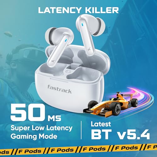 Image of Fastrack Fpods FX101|BT5.4 TWS Earbuds, 40Hrs Playtime, Quad mic ENC for Crystal Clear Calls, Low Latency Gaming Mode Upto 50ms,NitroFast Charge