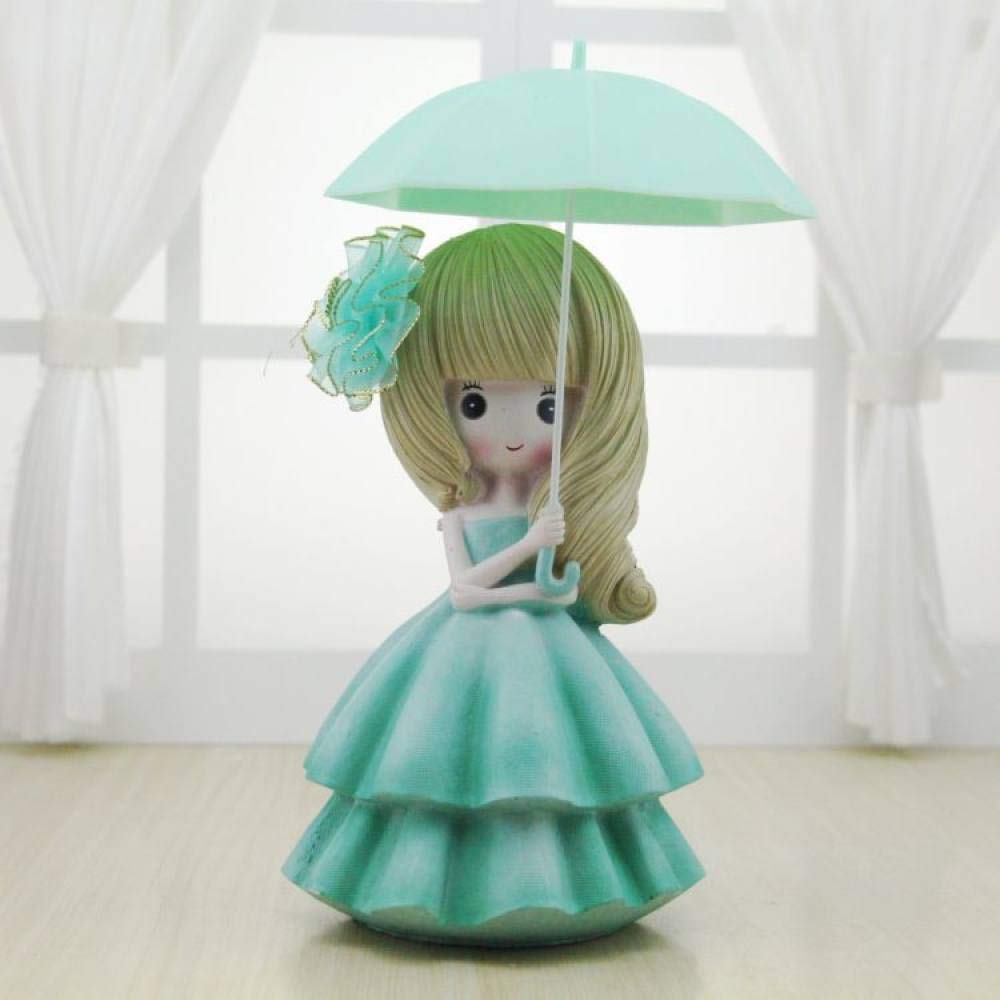 Petite statue fille au parapluie mignonne pour étagère et décor de voiture