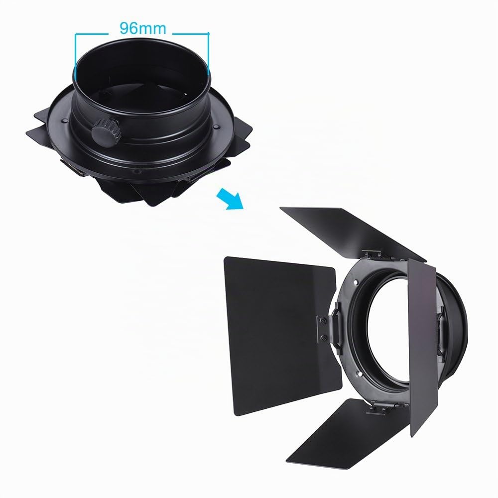 Andoer Barndoor Clapet de protection universel en métal 96 mm avec grille en nid d'abeille 4 pièces de filtre gel pour Neewer Godox 180 W 250 W 300 W Andoer MD-250 Studio Strobe Flash Monolight
