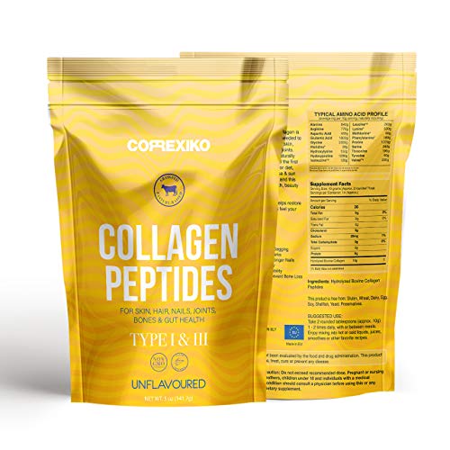 CORREXIKO Premium Collagen Peptides Powder, Grass-Fed & Pasture Raised Protein Supplement, for Healthy Skin, Hair, Nails, Bones & Joints. Paleo, Keto, Non-GMO, Gluten Free  Hydrolyzed Type I and III