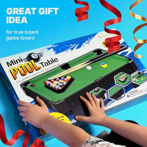 image for Queensell Game Table – 20-Inch Small Pool Table, Mini Billiards Tabl