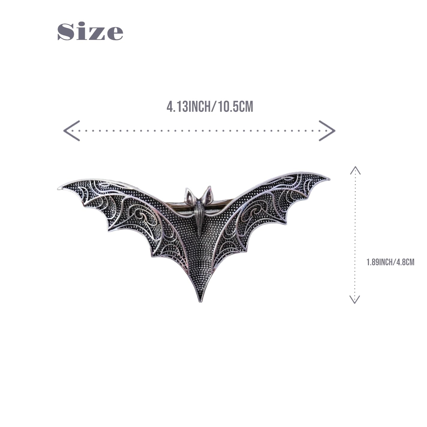 Vintage Celtic Bat Flower Hair Clips - Large Metal Medieval Style Barrettes for Women (bat & flower 6)