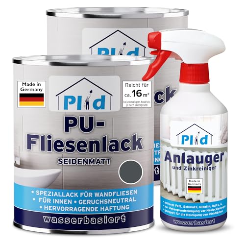 Plid Anthrazitgrau Fliesenlack Set 0,5l Glänzend