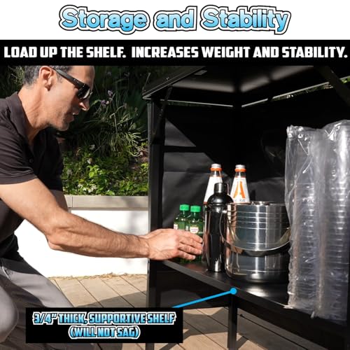 Image of PartyLife Glowing LED Surface Portable Bar Table w /Mobile App, Folding Steel Legs, 2 Bar Skirts, Supportive Storage Shelf & Carrying Case - Custom Skirt