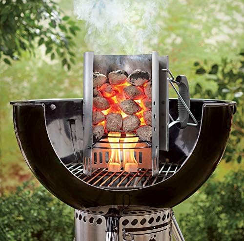 GFTIME Rapidfire Chimney Starter for Weber 7416, Quick Starter for Camping Grilling, Charcoal Lighter Burning Column 30cm H & 19CM DIA, Barbecue for Weber Accessories