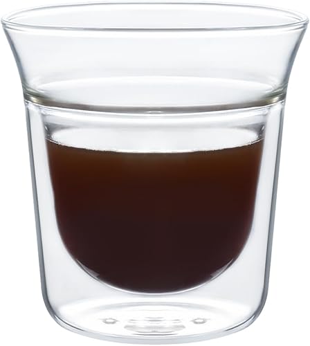 Koythin Taza de café de vidrio de doble pared, taza de café expreso, tazas aisladas transparentes de doble capa, taza de vino de 4 onzas para té con