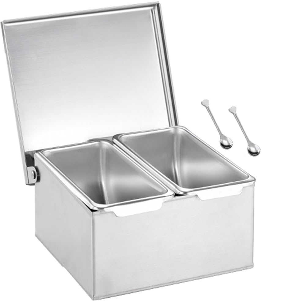 Aycdl 6X5.9x3.5in Stainless Steel Spice Rack Set - Versatile Countertop Organizer With Multiple Compartments For Seasonings And Utensils,