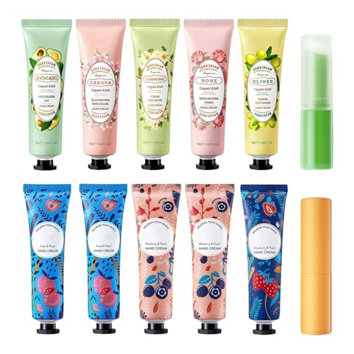 Set Crema de Manos,10pcs Cremas Manos de Regalo Navidad,Regalos Navidad Mujer,Regalo Cumpleaños Mujer,Detalles Boda para Invitados,Crema Hidratante