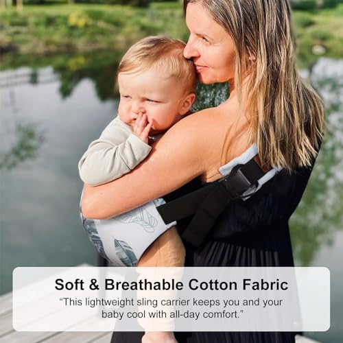 Image of Baby Sling Carrier for Toddlers 6-36 Months, Adjustable Toddler Carrier for 10-30 lbs, Lightweight Cotton Hip Seat Shoulder Carrier for Travel, Shopping & Daily Use (Beige)